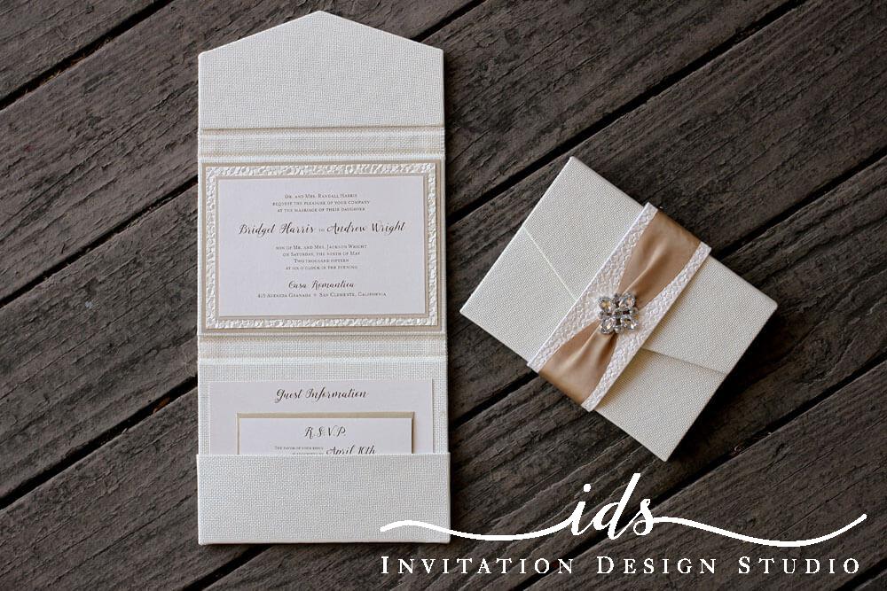 Bella Luxe Fabric Covered Custom Wedding Invitations
