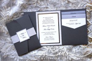 Pocket Folds (portait) Custom Wedding Invitation
